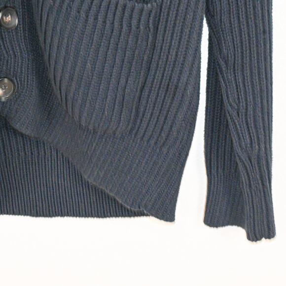 Sandro Paris Men's Shawl Collar Cardigan Sweater Heavy cotton knit Navy Small - Picture 5 of 8